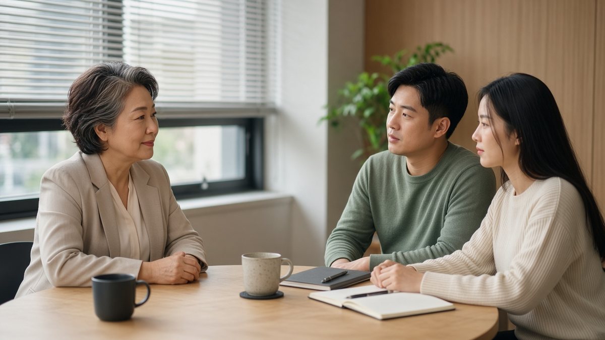 Benefits advisor meeting with a growing family